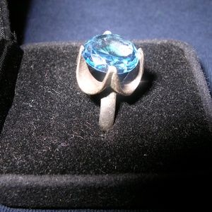 Blue Spinel on Sterling Ring